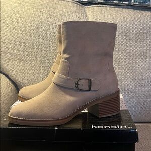 Kensie Women's Suede Ankle Booties in Taupe